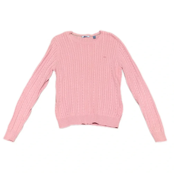 IZOD Pink 100% Cotton Cable Knit Crew Neck Sweater Women’s Large - Picture 1 of 9